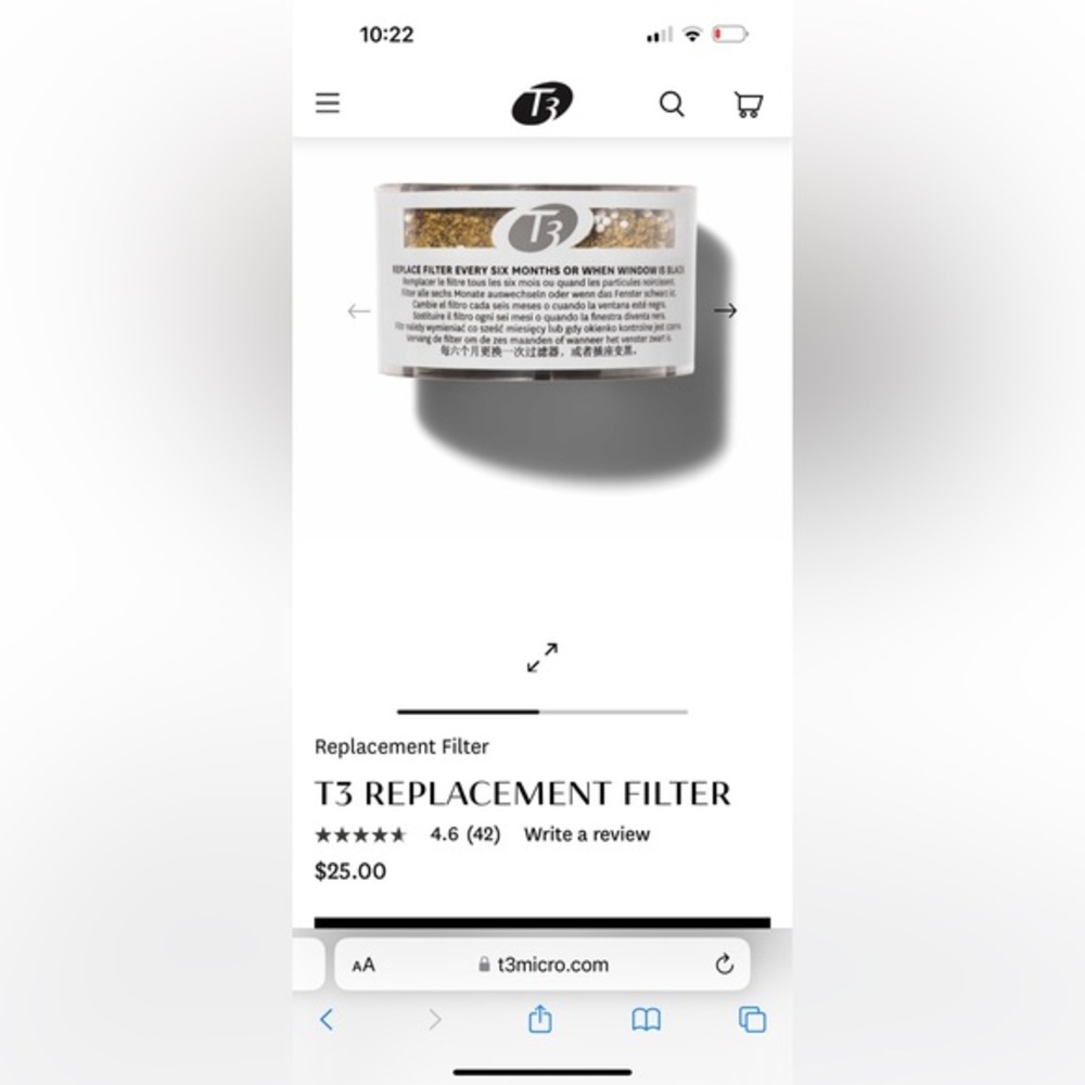 T3 replacement water filter Model 73305